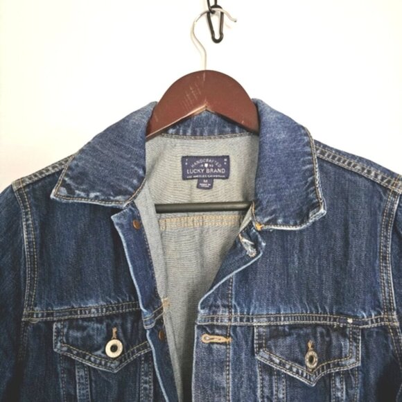 Lucky Brand The Tomboy Trucker Blue Button Front Stonewash Denim Jean Jacket - Picture 5 of 11